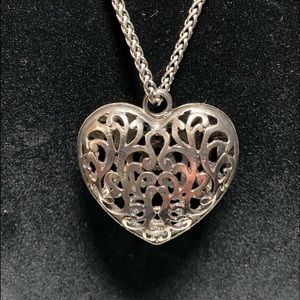 LARGE SILVER TONE METAL PUFFY ❤️ PENDANT